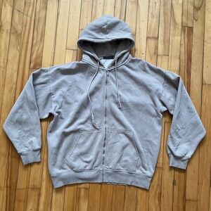 Brandy Melville Tan Beige Zip Up Hoodie Oversized Sweatshirt One Size